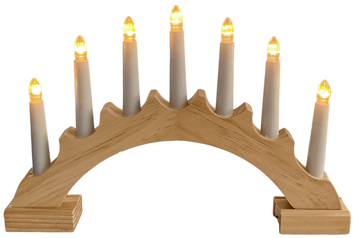 Rammento Natural Wood 7x LED Candle Bridge 40.5cm 15.94" Xmas Lights f