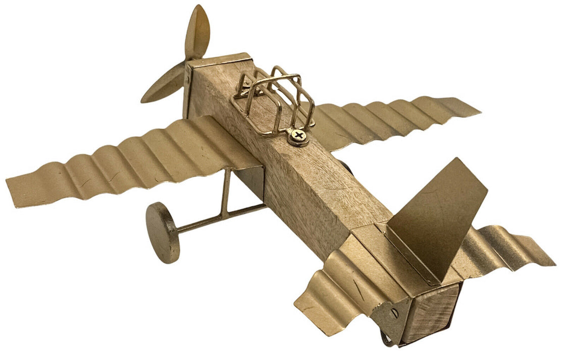 Vintage Aeroplane Ornament Decorative Model Plane Wood & Metal Retro Design