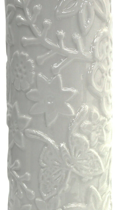 25cm Tall Ceramic Cylinder Vase Flower Vase With Floral Décor