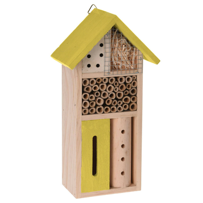 Insect Hotel Bee Bug House 26cm Hotel Wood Roof Attract Insects & Bees To Garden