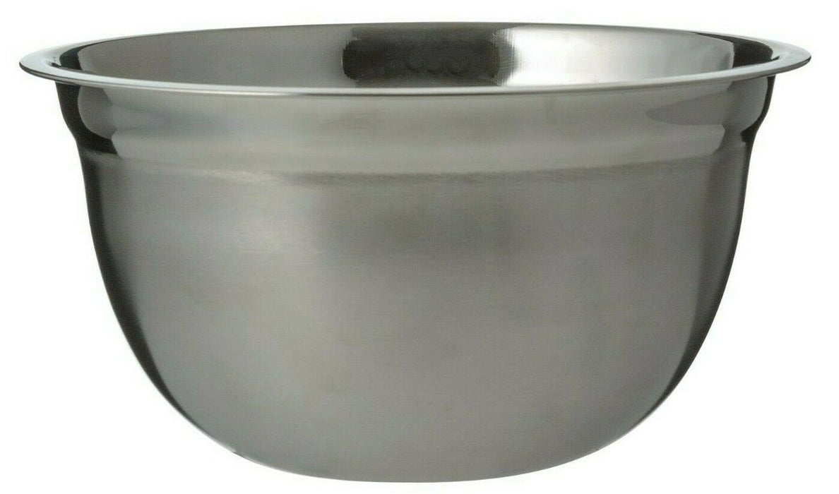 Deep Mixing Bowl 2.5 Litre Stainless Steel Flat Base Silver Metal Serving Bowl