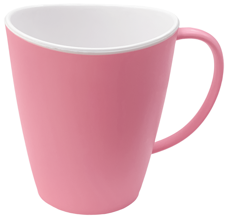 Set Of 4 Reusable Plastic Mugs Strong Durable Tea Coffee Cups 350ml Pastel Pink