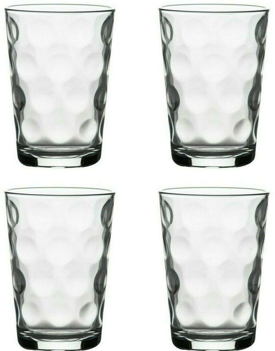 Set of 4 Drinking Glasses Clear Glass Juice Tumblers Circle Design Glasses 200ml