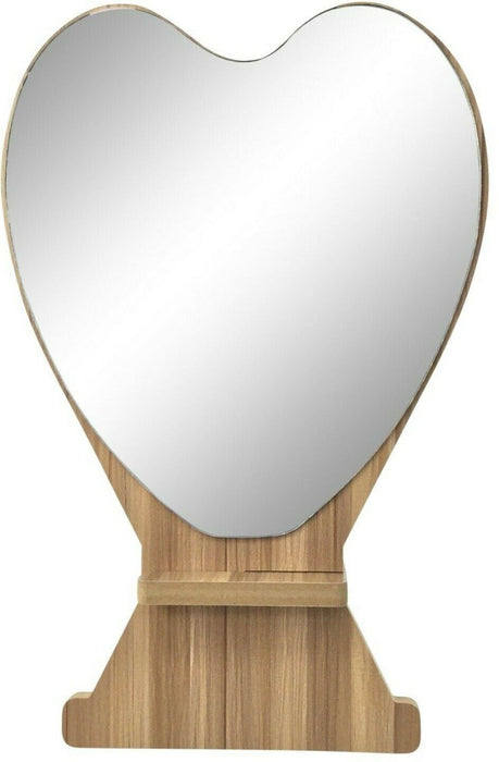 Heart Shaped Vanity Mirror 29cm Make-Up Dressing Table Shaving Mirror Wood Frame