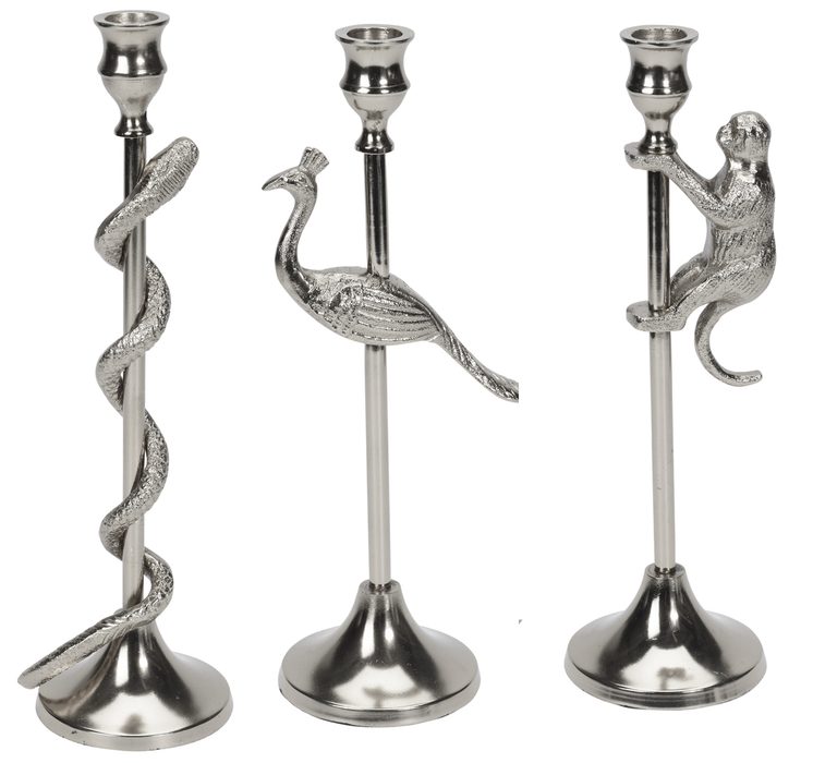 28cm Tall Silver Candle Stick Original Unique Gold Candle Holder Wild Animals
