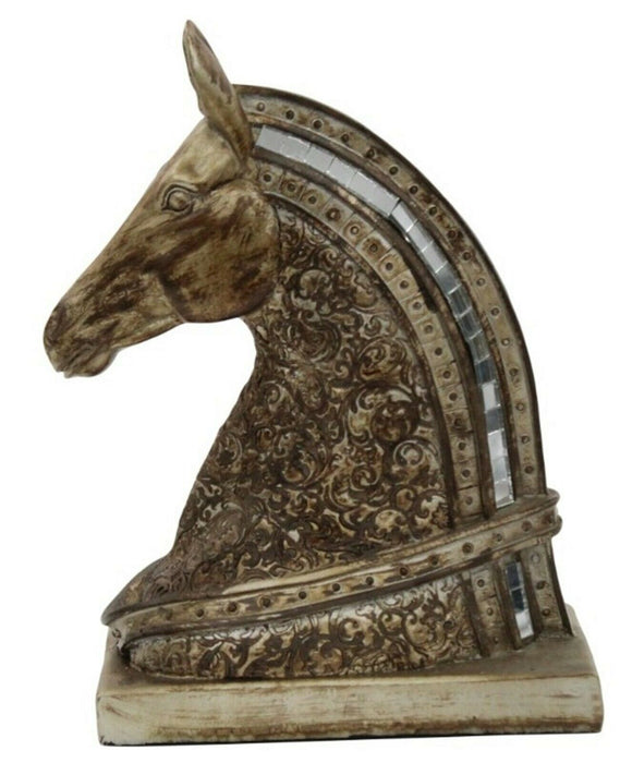 Horse Head Sculpture Modern Brown Resin Chess Knight Bust Home Desk Display