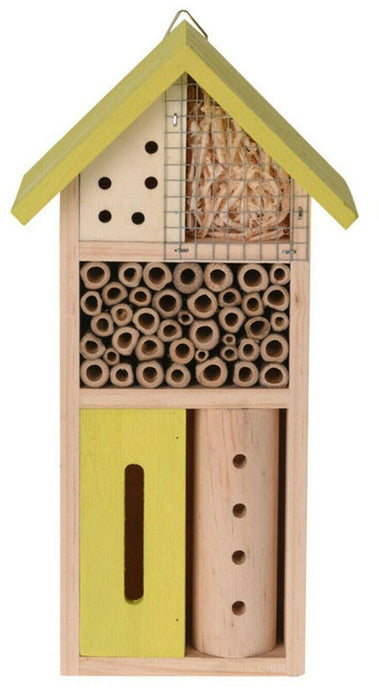 Insect Hotel Bee Bug House 26cm Hotel Wood Roof Attract Insects & Bees To Garden