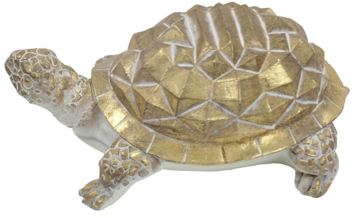 24cm Beautiful Gold Large Tortoise Intricate Detail Sculpture Figurine Turtle