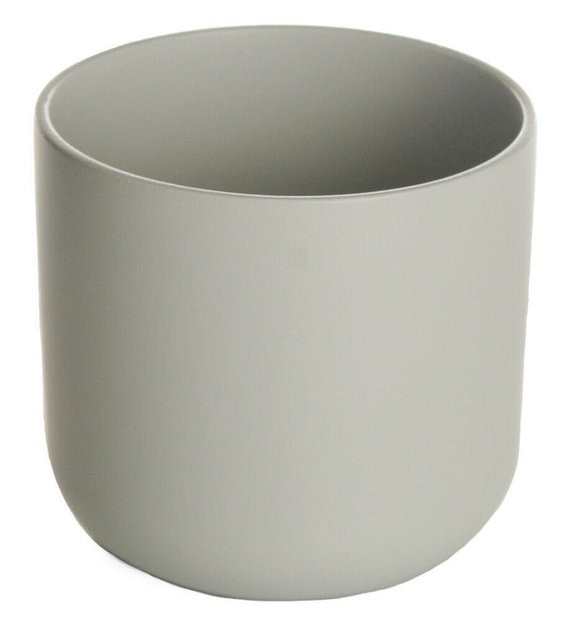 Rammento Stoneware Plant Pot Set of Two, Grey 13.5cm Round Stone Flower Pots