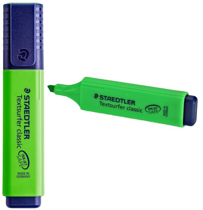 10 x STAEDTLER Highlighter Pen Chisel Tip Fluorescent Markers Felt Green