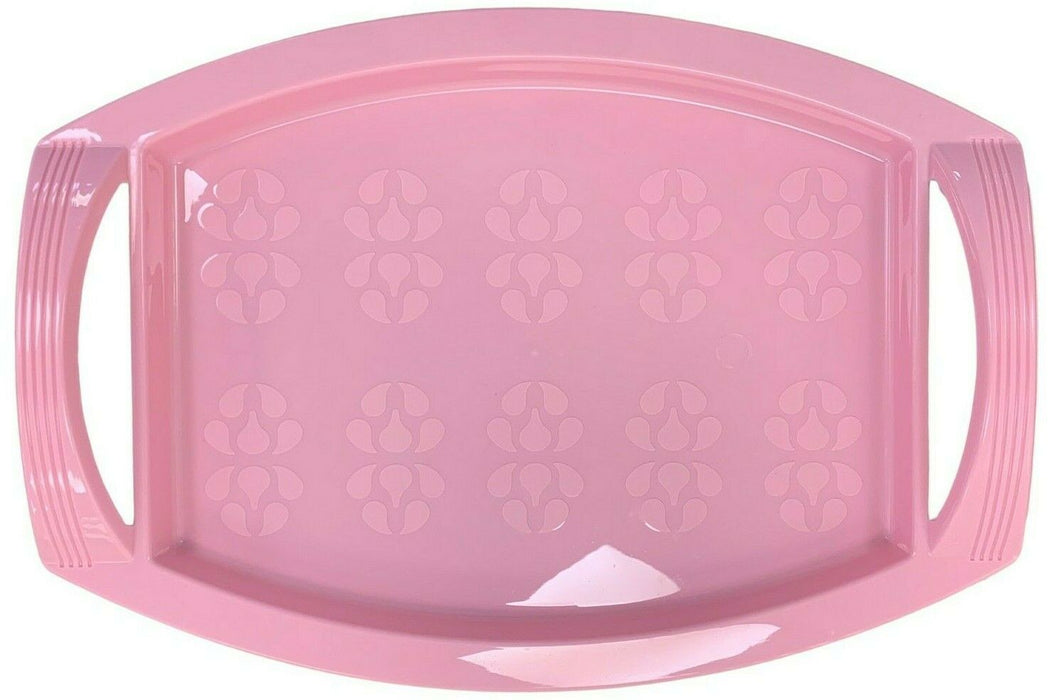 Colourful Plastic Serving Tray With Handles Stackable Dinner Lap Trays