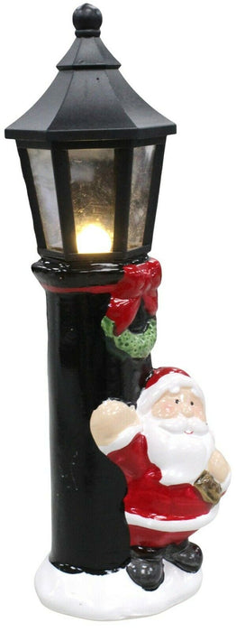 LED Light Up Christmas Ornament Santa Father Christmas Old Street Light 23cm