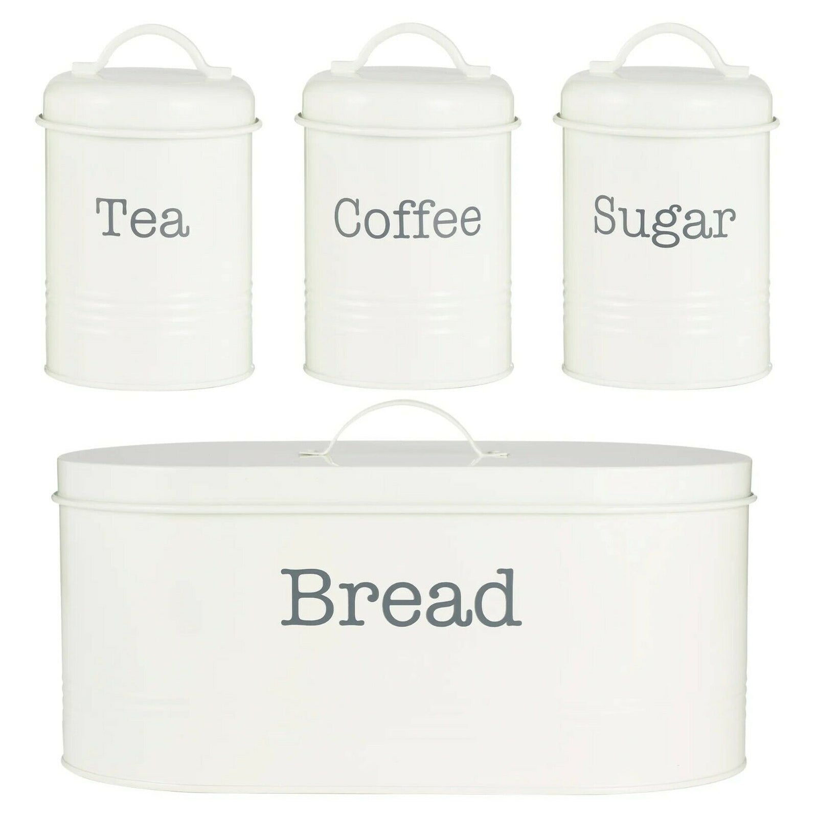 Typhoon Rippled Metal Tea Coffee Sugar Canister Set & Bread Bin Crock