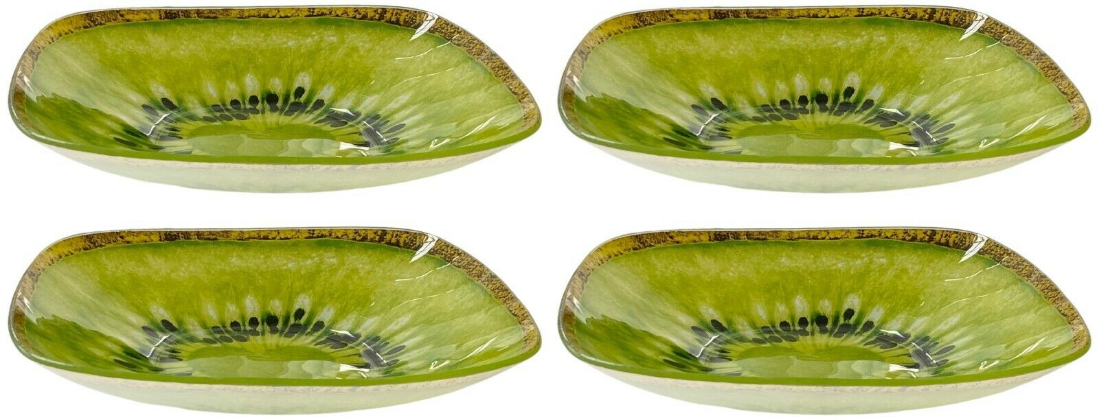 Set Of 4 Large Glass Bowls Bright Coloured Kiwi 19cm Desert Bowls Soup Bowls