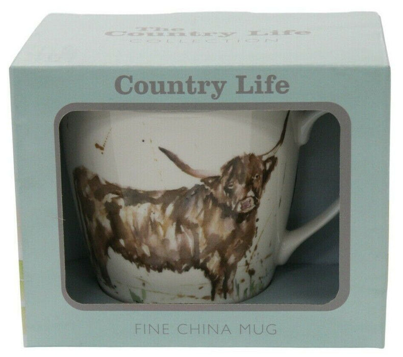 Set Of 4 Leonardo Collection Jumbo China Mug Gift Boxed Country Cow Theme 500ml