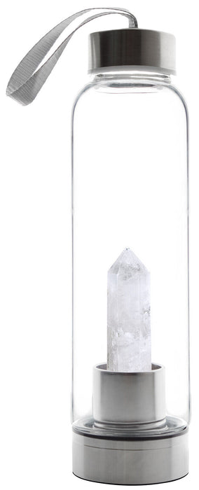 Quartz Crystal Water Bottle Purifying Energy Healing Glass Drink Bottle 500ml