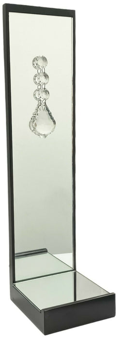 Mirrored Candle Holder with Crystal Detail 40cm Tea Light Pillar Candle Stand