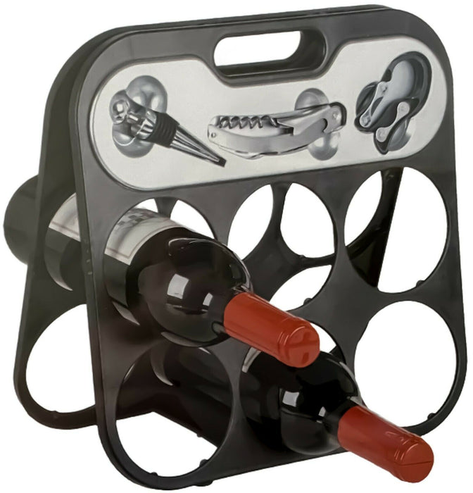 6 Bottle Wine Rack With Accessories Foldable Wine Stand Bottle Rack With Tools