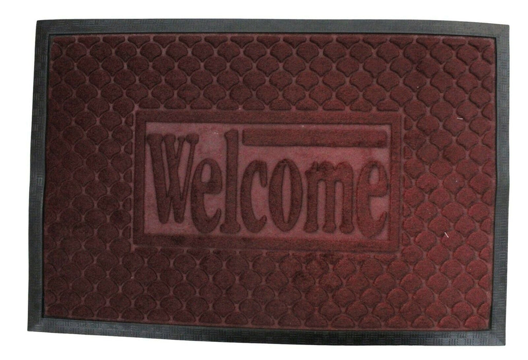 WELCOME Non Slip Indoor Door Mats Large Floor Mats 60cm x 40cm Red Blue Black