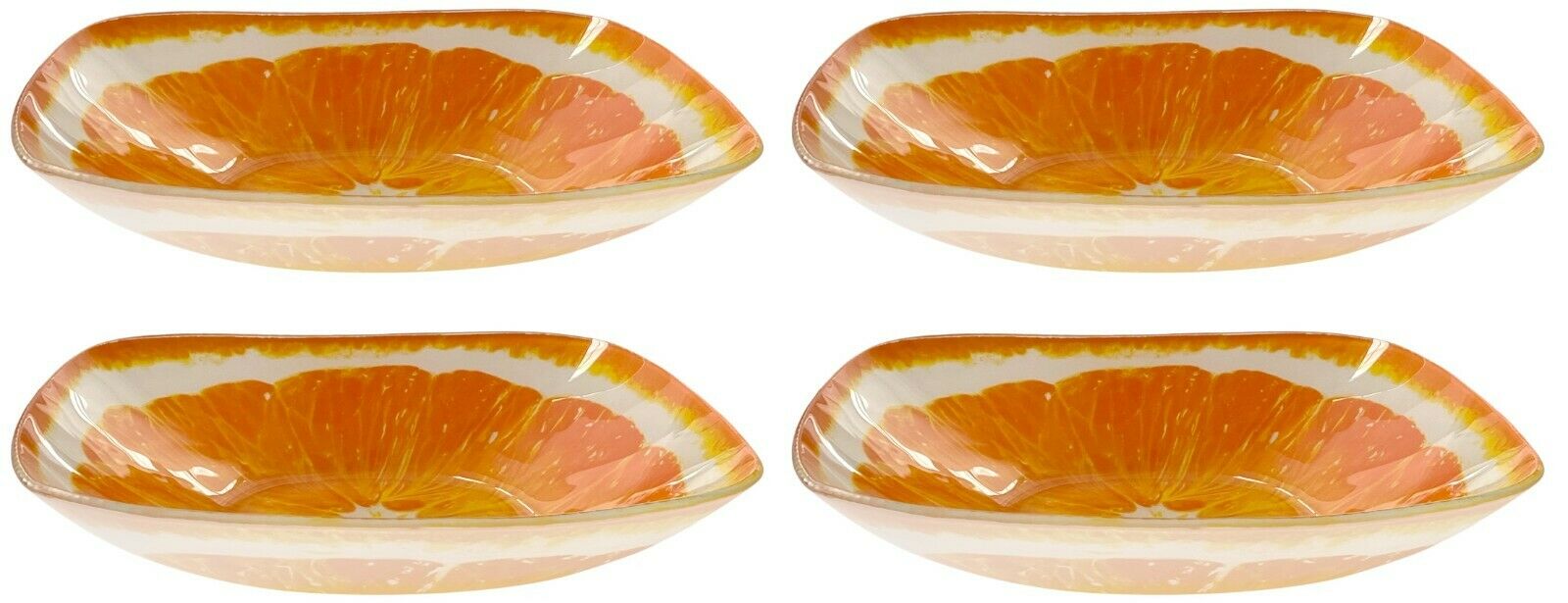 Set Of 4 Large Glass Bowls Bright Coloured Citrus 19cm Desert Bowls Soup Bowls
