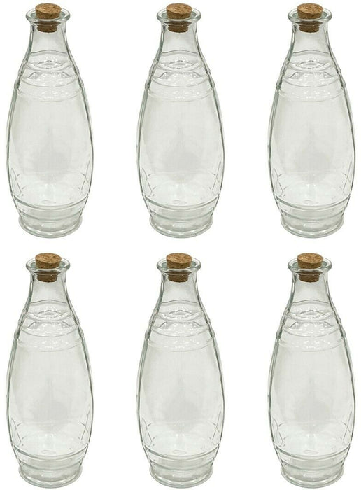 Set of 6 Large Round Glass Bottles & Cork Clear Perfume Liquor Bottles 600ml