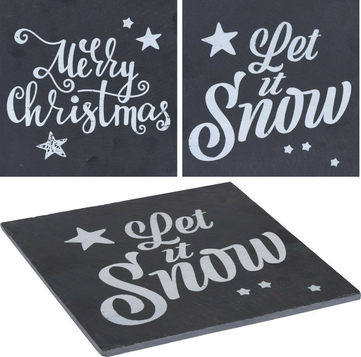 Christmas Coaster Placemats - Charcoal Christmas Greetings Decoration Plaque