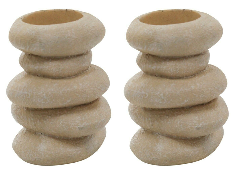 Set of 2 Tealight Holders Stone Stack Table Decoration Home Decor Candle Holder