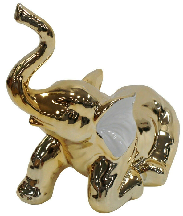Straits Collection Gold Natural World Elephant Figurine 20cm Trunk Up