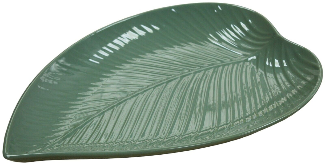 Large Leaf Serving Platter Mason Cash In The Forest Green Stoneware