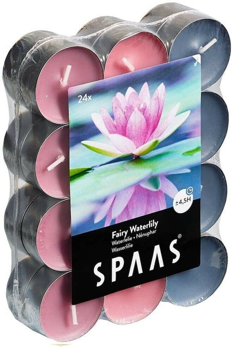 SPAAS Tea Light Candles Scented 4.5 Hour Burn Time Pack Of 24 Fairy Waterlily