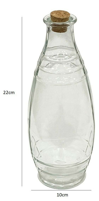 Set of 6 Large Round Glass Bottles & Cork Clear Perfume Liquor Bottles 600ml