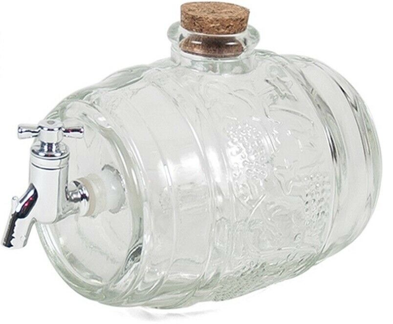 1L Spirits Liquor Drinks Water Glass Barrel Dispenser Antique Style