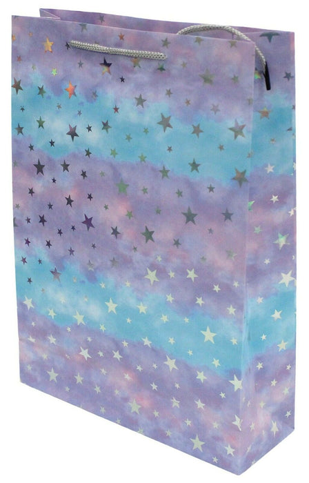 Set Of 6 Large Wine Bags Multi Coloured Stars Christmas Gift Bag Gift Tote