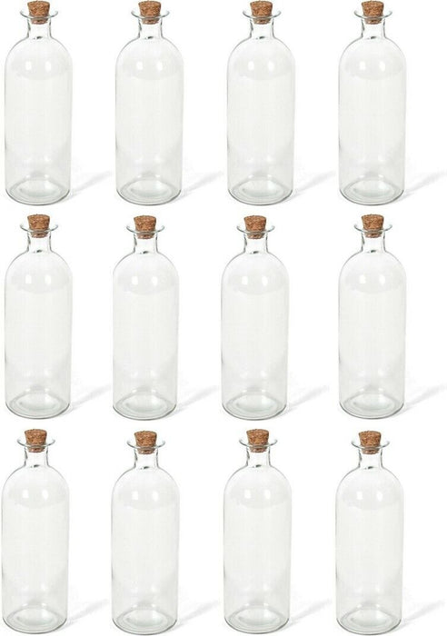 Set of 6 Large Round Glass Bottles & Cork Clear Perfume Liquor Bottles 490ml