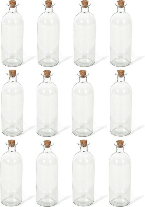 Set of 6 Large Round Glass Bottles & Cork Clear Perfume Liquor Bottles 490ml