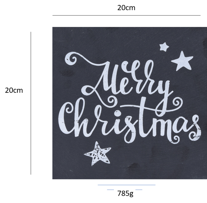 Christmas Coaster Placemats - Set Of 4 Black Xmas Slates Festive Text Plaque
