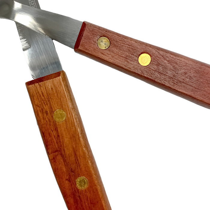 8 Piece Steak Knife & Fork Cutlery Set Acacia Wood Handles Serrated Steak Knives