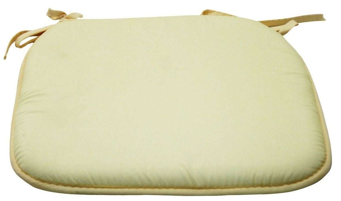 40cm Cream Square Polyester Garden Chair Cushion - Reversible & Tie-In