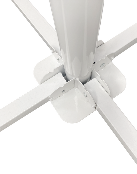 Rammento Cross-Base Metal Parasol Stand, White | Large Heavy-Duty Parasol Base