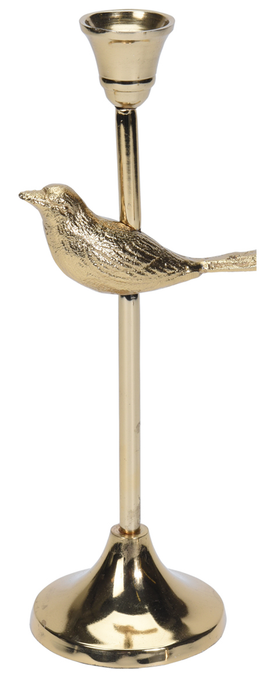 28cm Tall Gold Candle Stick Original Unique Gold Candle Holder Wild Birds