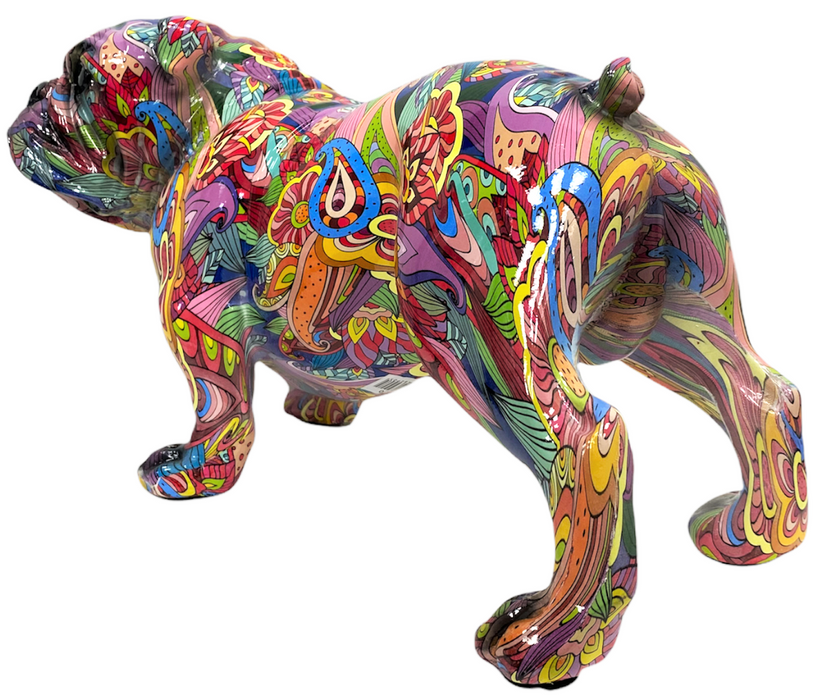 Groovy Art Bulldog Large Resin Ornament Multicoloured Dog Figurine Home Décor