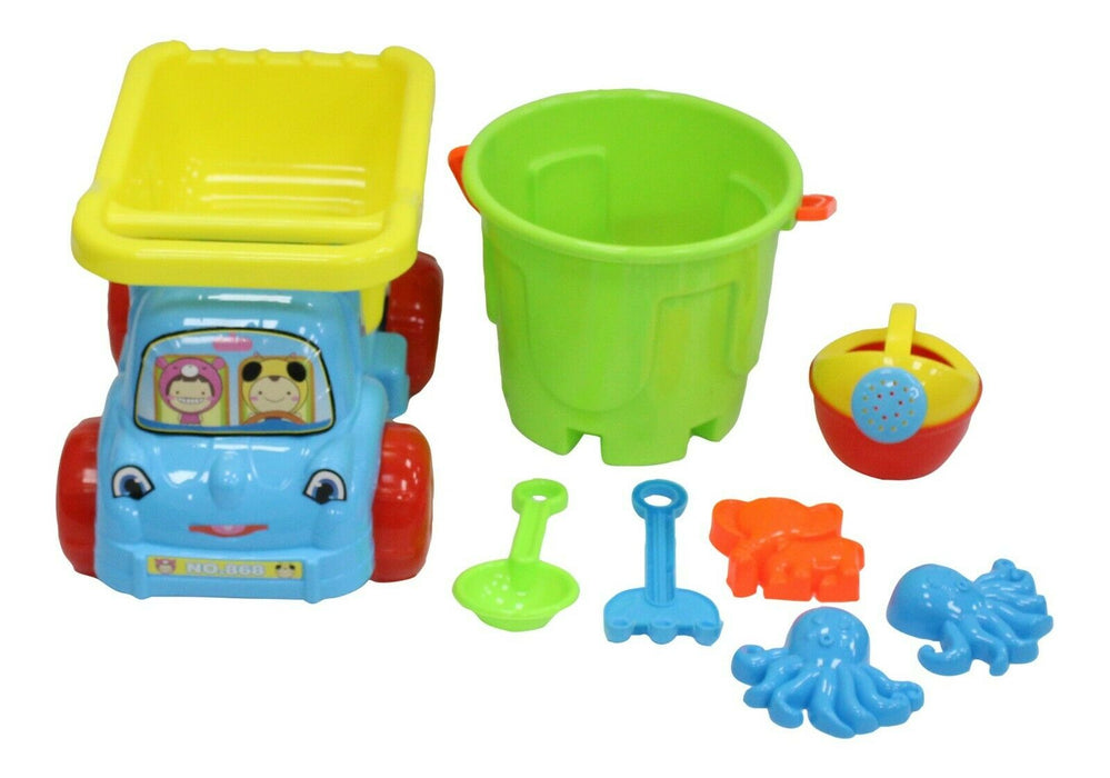 Children's Toy Truck Little Spades And Sand Moulds Beach Bucket Toys Blue 8 Piece