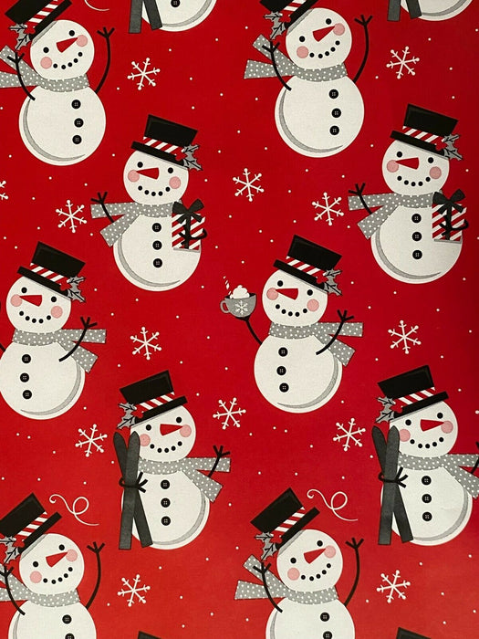 Christmas Wrapping Paper 6 Rolls 12m Festive Holiday Gift Wrap Snowman Design