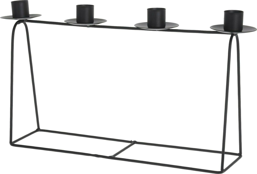 Candelabra 4 Candle Holder - Metal Matt Black Chic Wedding Modern Freestanding