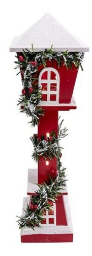 LED Christmas Ornament Lightup Lantern Winter Display Festive Wooden Snow House