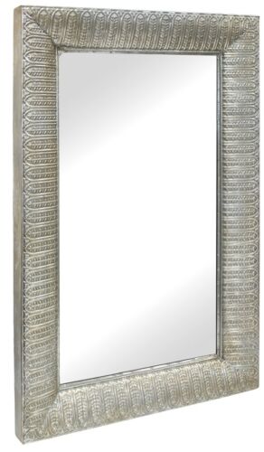 Large Rectangle Frame Mirror 48cm x 76cm Floral Metal Large Wall Mirror Champagne