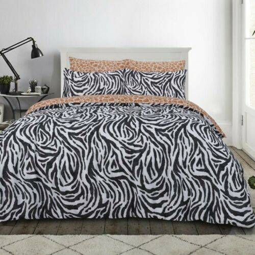 Duvet Cover Set - King Size Cotton Zebra Monochrome Design Revisable Bedding Set