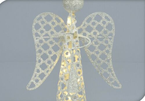 LED Light-Up Angel Christmas Tree Topper, Silver | 30cm (11.8") Angel Ornament
