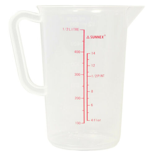 Set of 4 Small 500ml Clear Plastic Measuring Jug 1/2 Litre Jug With Measurements