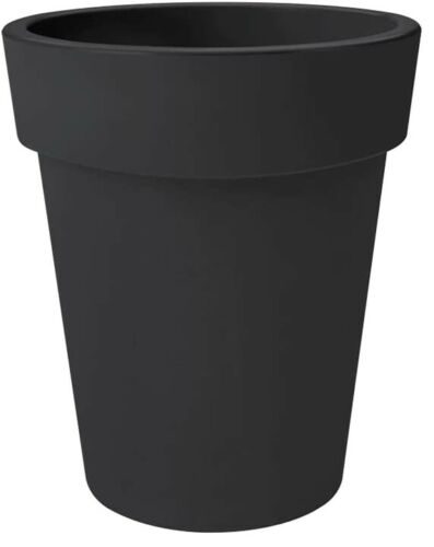 LARGE 40cm Round Barrel Tall Planter Plastic Plant Pot Jet Black 23 Litre